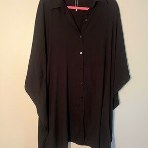 Ekouaer Black Button Down Oversized Tunic Top Women’s XXL